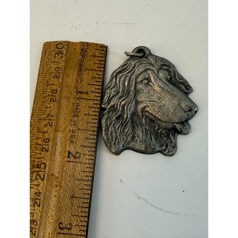 1982 I‎ Love My Arghan Hound Rawcliffe Pewter Keychain/Key Ring P Davis 1.5